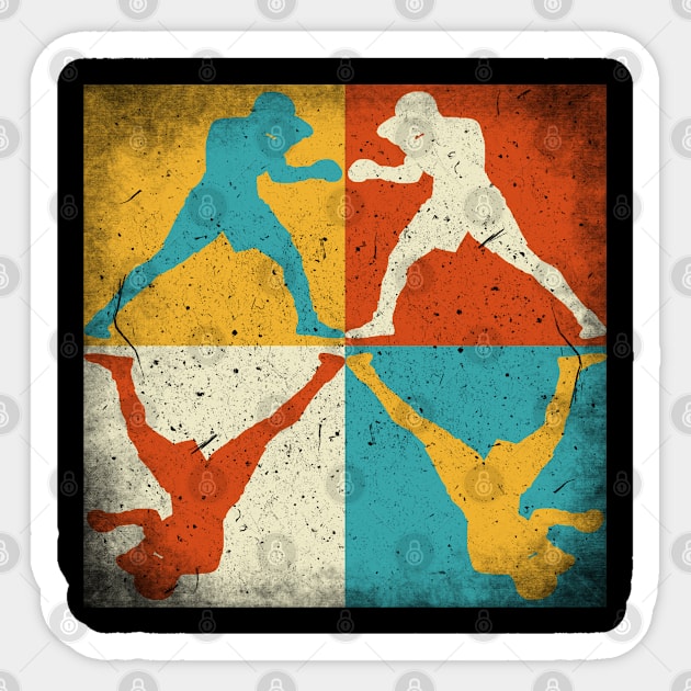 Boxing practice. Retro squares Sticker by SerenityByAlex